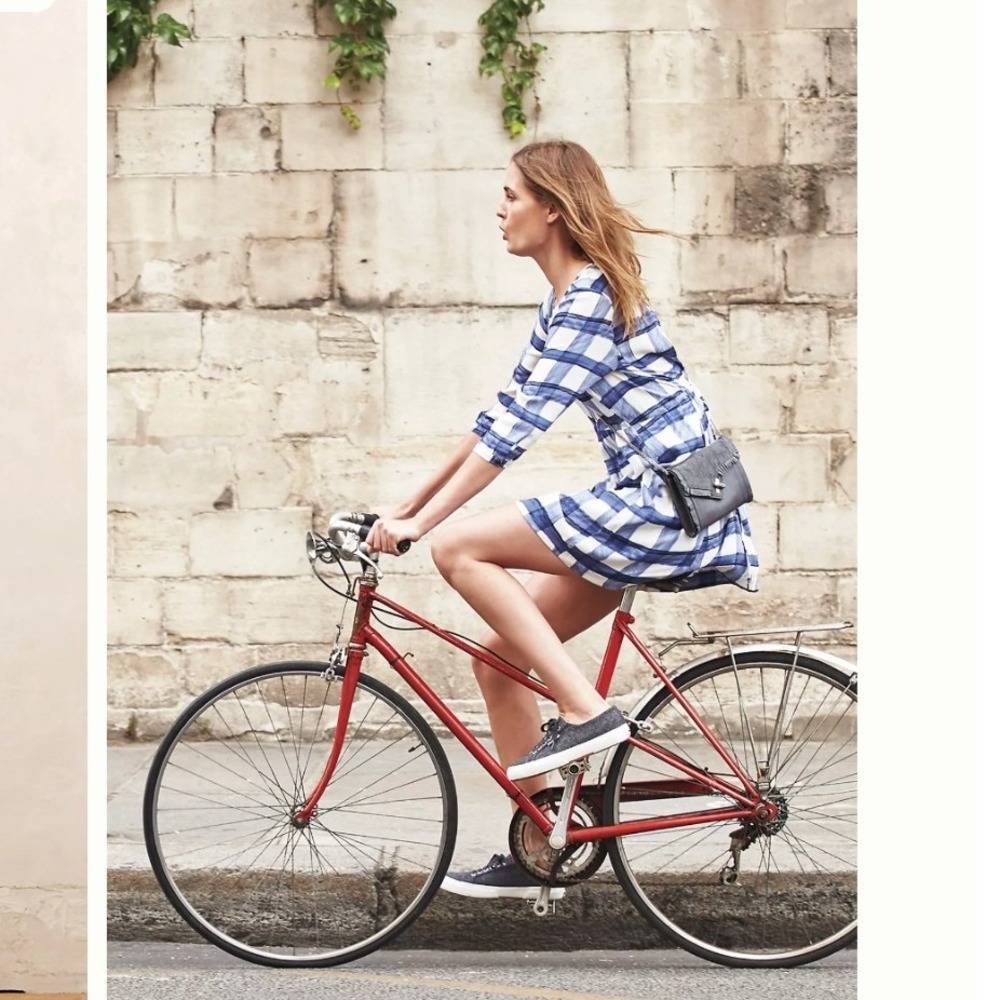 Anthropologie Maeve Devery Shirtdress Blue White Checkered Dress SZS Summer